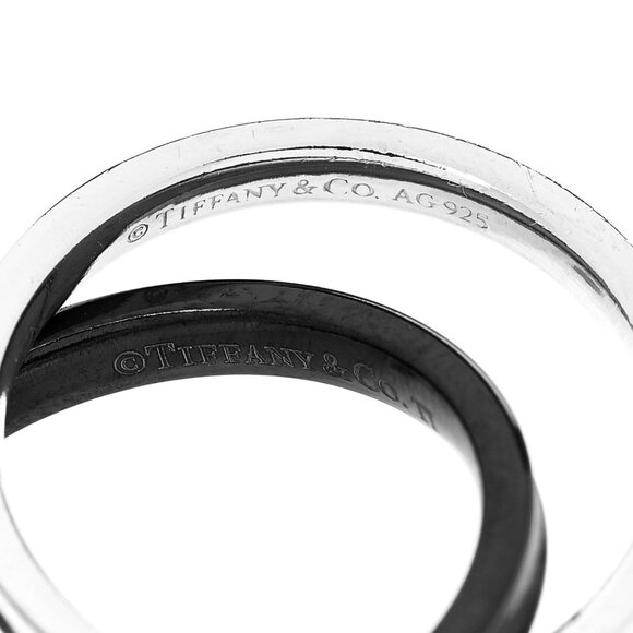 Tiffany & Co. Titanium and Sterling Silver Interlocking Ring, Sz 7 / 54 - Picture 4 of 5